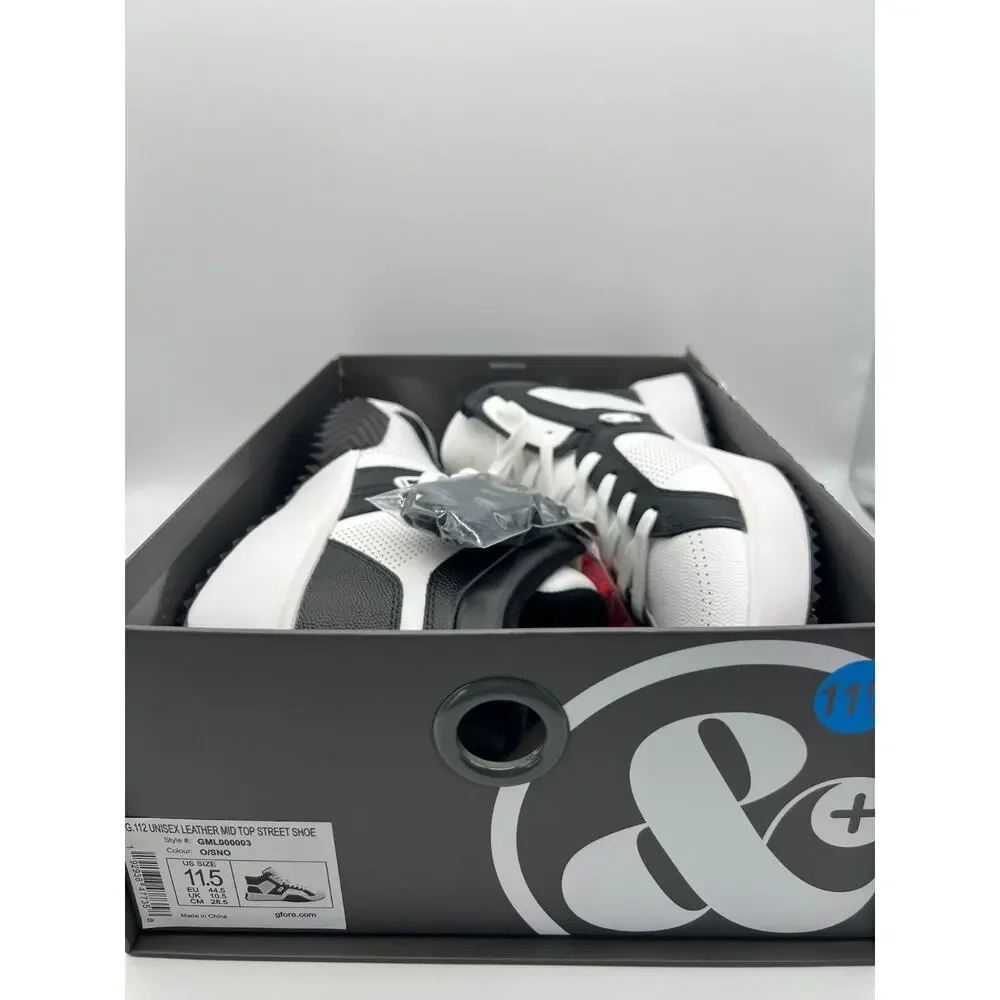 G/Fore G.112 Leather Mid-Top Street Shoe Black/White Men's Size 11.5 New